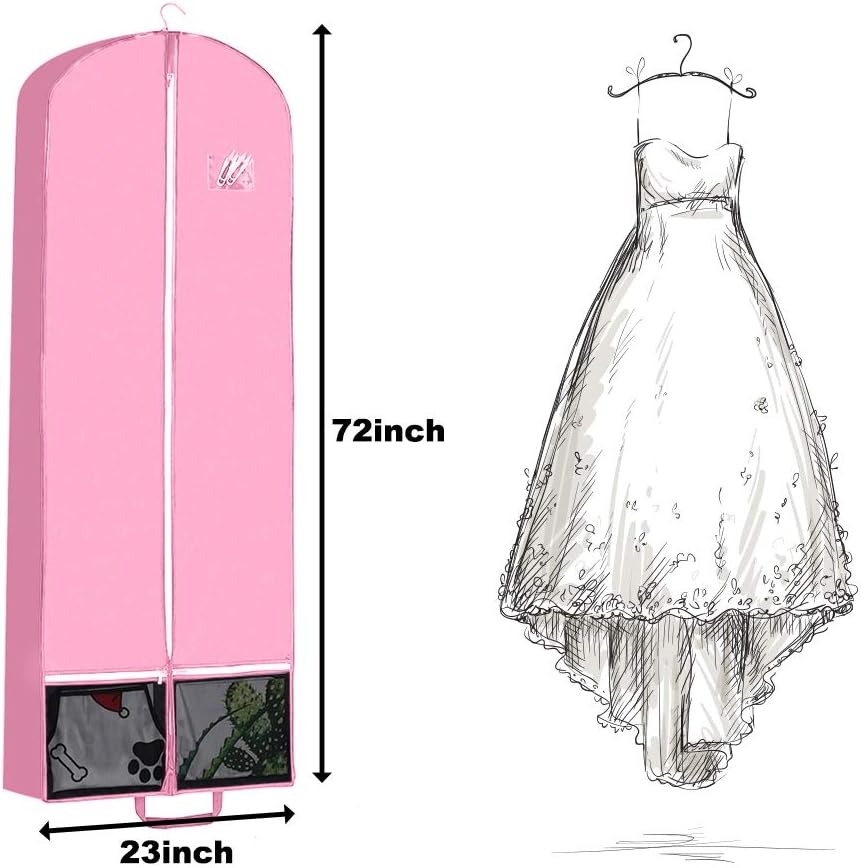 QEES 72" Women’s Dress and Gown Garment Bag, Bridal Wedding Gown Dress Bag 15" Gusseted Travel Garment Bag for Prom, Evening Gowns with 2 Mesh Pockets (Green): Home & Kitchen