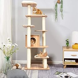 Tangkula Tall Cat Tree, 69-Inch Modern Cat Tower