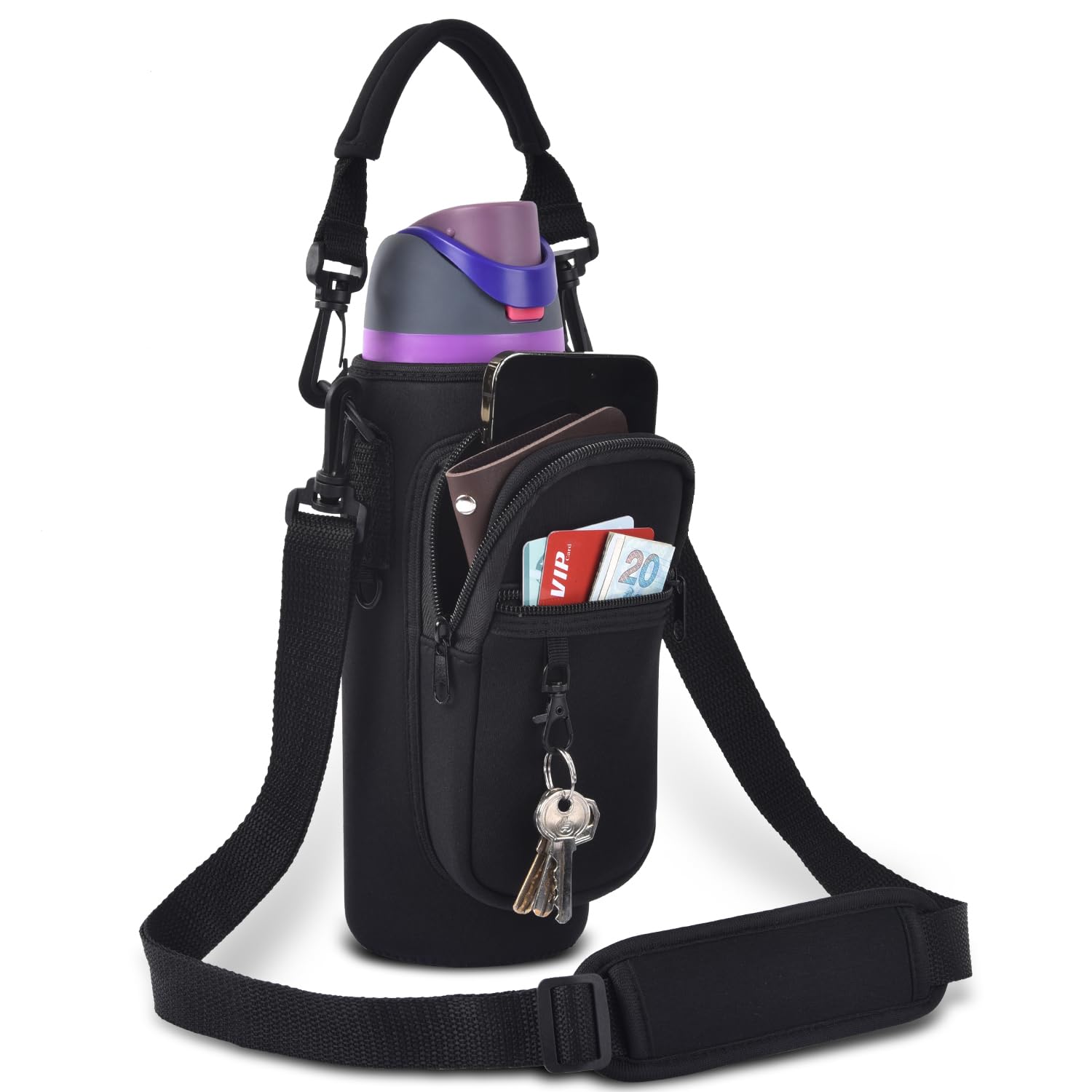 thumbnail image 2 of TANAAB Water Bottle Holder Bag With Phone Pocket For Owala FreeSip 32 Oz Neoprene Water Bottle... 2 of 14