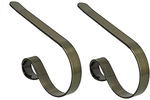 Haute Decor The Original MantleClip® Stocking Holder - 2 Pack (Antique Brass) - for Mantels up to 3 inches Thick