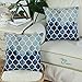 CaliTime Cushion Covers Cushion Cover Pack of 2 Cosy Cushion Covers for Couch Bed Sofa Hand Painted Colourful Geometric Grid Chain Print 45 cm x 45 cm Main Grey Navy Blue
