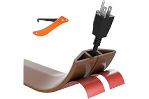PLUGTUL Floor Cord Cover 5 FT, Cord Covers for Wires on Floor, Self-Adhesive Power Cable Protector, Ideal Extension Cord Cover to Protect Wires On Floor – Cord Cavity = 0.63" (W) x 0.31" (H)- Brown
