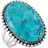 Turquoise Ring Sterling Silver 925 Genuine Gemstones Size 6 to 11