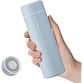 【Upgraded】Exllena Small Insulated Water Bottle 12 oz/350ml– Mini Insulated Water Bottle for Hot & Cold Drinks, Perfect Small Water Bottle for Travel, Purse...(Greyish Blue)