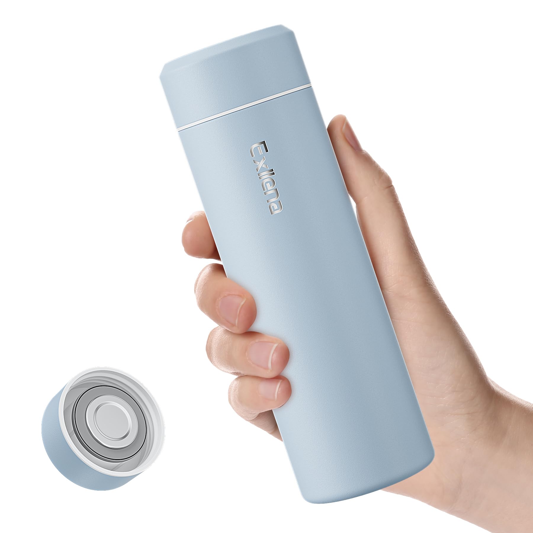 Photo 1 of ?Upgraded?Exllena Small Insulated Water Bottle 12 oz/350ml– Mini Insulated Water Bottle for Hot & Cold Drinks, Perfect Small Water Bottle for Travel, Purse...(Greyish Blue)