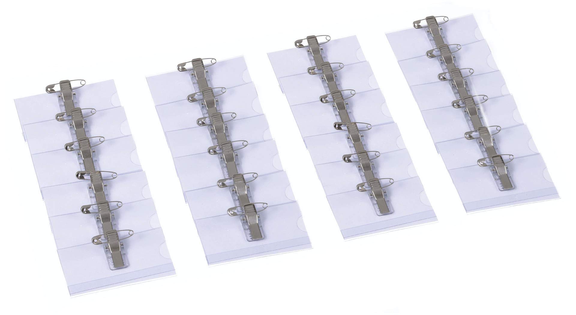 EUROPEL Name Badge Holders with Crocodile Clip, Safety Pin & Blank Card Insert Sheets (Pack of 24) | Horizontal ID Card Holder for School, Colleges, Offices & Corporate Event | 75 x 40 mm, 121260 โ image 1