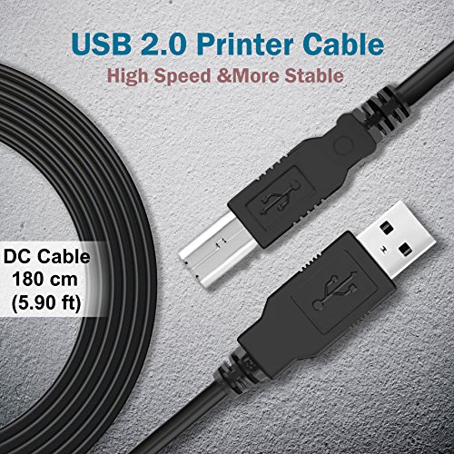 JUYOON High Speed USB 2.0 Printer Cable Cord for 81211585 81211186 HP