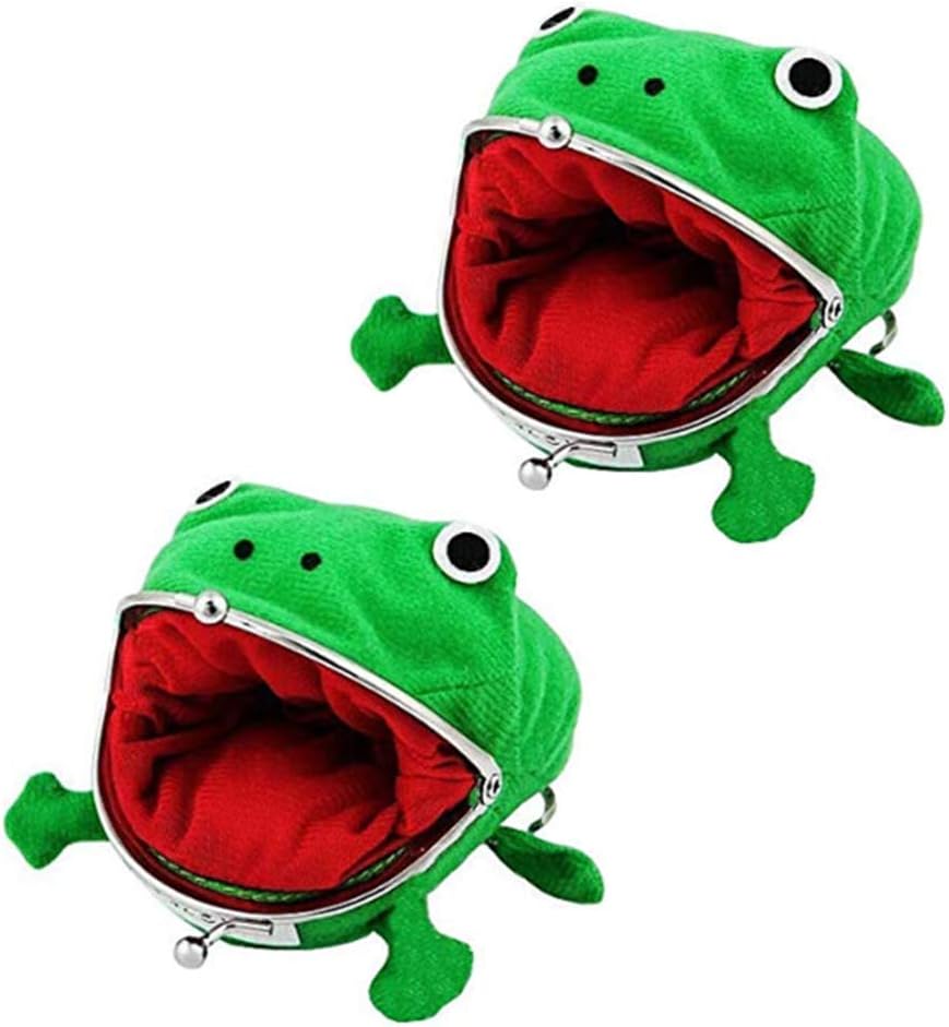 SUSHAFEN 2 Pcs Frog Coin Wallets Frog Coin Purse Headset Bag Cartoon Animal Wallet Coin Bag Coin Pouch Key Credit Card Holder Novelty Toy School Prize Gifts Christmas Gift
