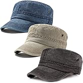Men's Cadet Army Caps Cotton Military Caps Flat Top Cap