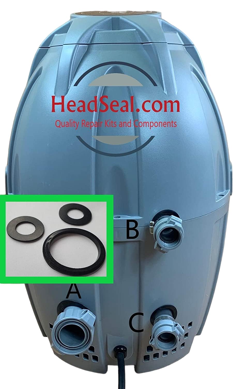 HeadSeal Premium Replacement Seal Set for Bestway Lay-Z-Spa AirJet – Includes A, B & C Silicone Seals – Leak-Proof Fit for Egg-Shaped Heater Pumps – Compatible with All Lay-Z-Spa Models