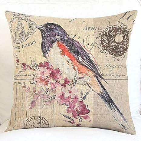 Amazon Derhamstoreカスタム手描きの花と鳥のイラスト枕クッションシンプルでエレガントな枕カバー高品質 枕カバー ピローケース オンライン通販