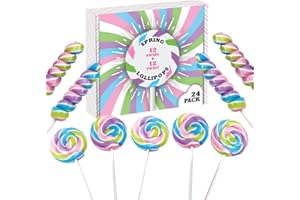 RBBZ PARTY Spring Easter Candy - 24 Lollipops Individually Wrapped - 18g Swirl and 12g Twisty Lollipops - Easter Basket Candy - Egg Hunts - Candy Buffet