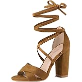 Allegra K Women's Heeled Lace up Brown Sandals - 7.5 M US