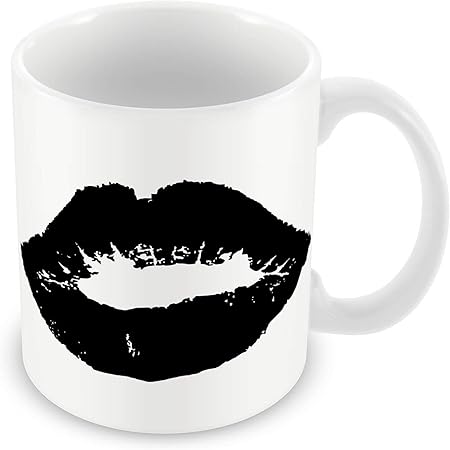 Mug Céramique Tasse Dessin De Lèvres En Noir Et Blanc