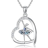 AXOMY Ballerina Necklace 925 Sterling Silver Heart Ballet Dance Lovers Dancer Pendant Ballerina Jewelry Gift For Women