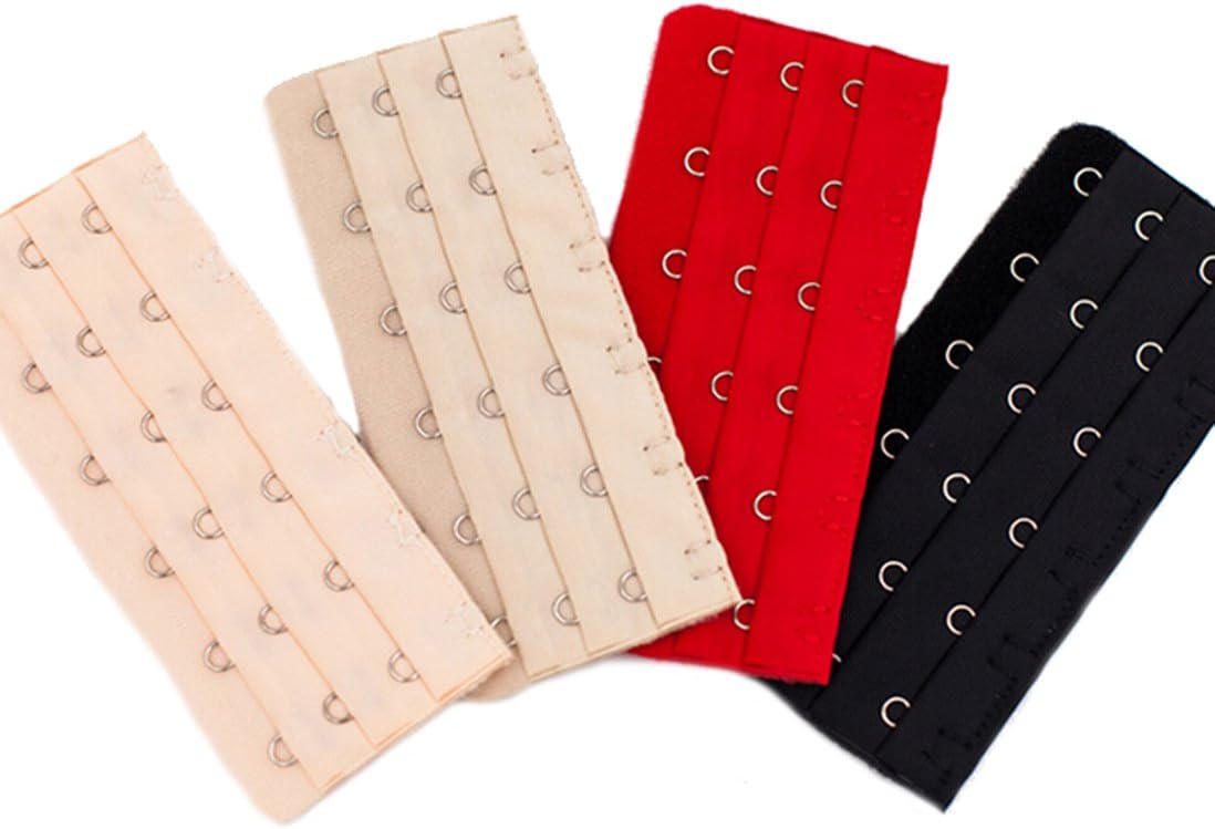 Flyusa 10 Pcs Women Soft Comfortable Bra Extension 6 Hooks 3 Rows Extender Strap