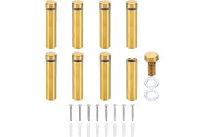 PATIKIL 1/2 x 2 Inch Sign Standoff Screws, 8 Set Stainless Steel Wall Standoff Mounting Hardware Advertising Glass Nail for Hanging Acrylic Picture Frame Acrylic Panel, Gold