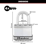 Master Lock Pack of 2 Heavy Duty Padlocks 8/10 Outdoor Keyed Laminated Steel view 6