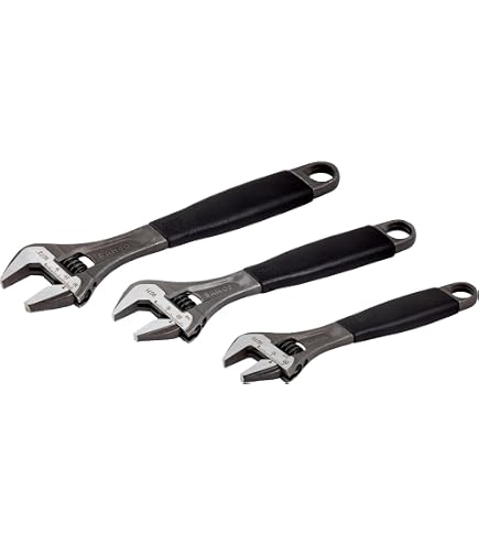 Clé à Molette Bahco 31 - 20 Cm (8") - Noir - Mâchoire Crocodile - Vis à Gauche - Inclinaison 15°