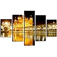 Golden Temple Canvas Painting Amritsar Sikh's Heritage Wall Art Picture Holy Golden Temple At Midnight Artwork Wooden Framed Easy to Hang-60x40 inches