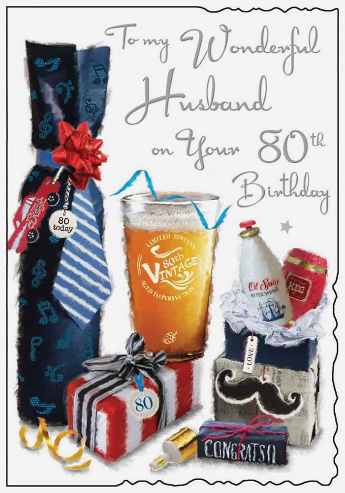 Husband 80th Birthday Card