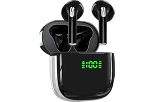 POCBUDS Ear buds 72Hrs Playback Wireless Earbuds Bluetooth Headphones with LED Digital Display Charging Case Earbuds IPX7 Waterproof Earphones Stereo Sound in-Ear Earbud with Mic for Phone Laptop Sport Black