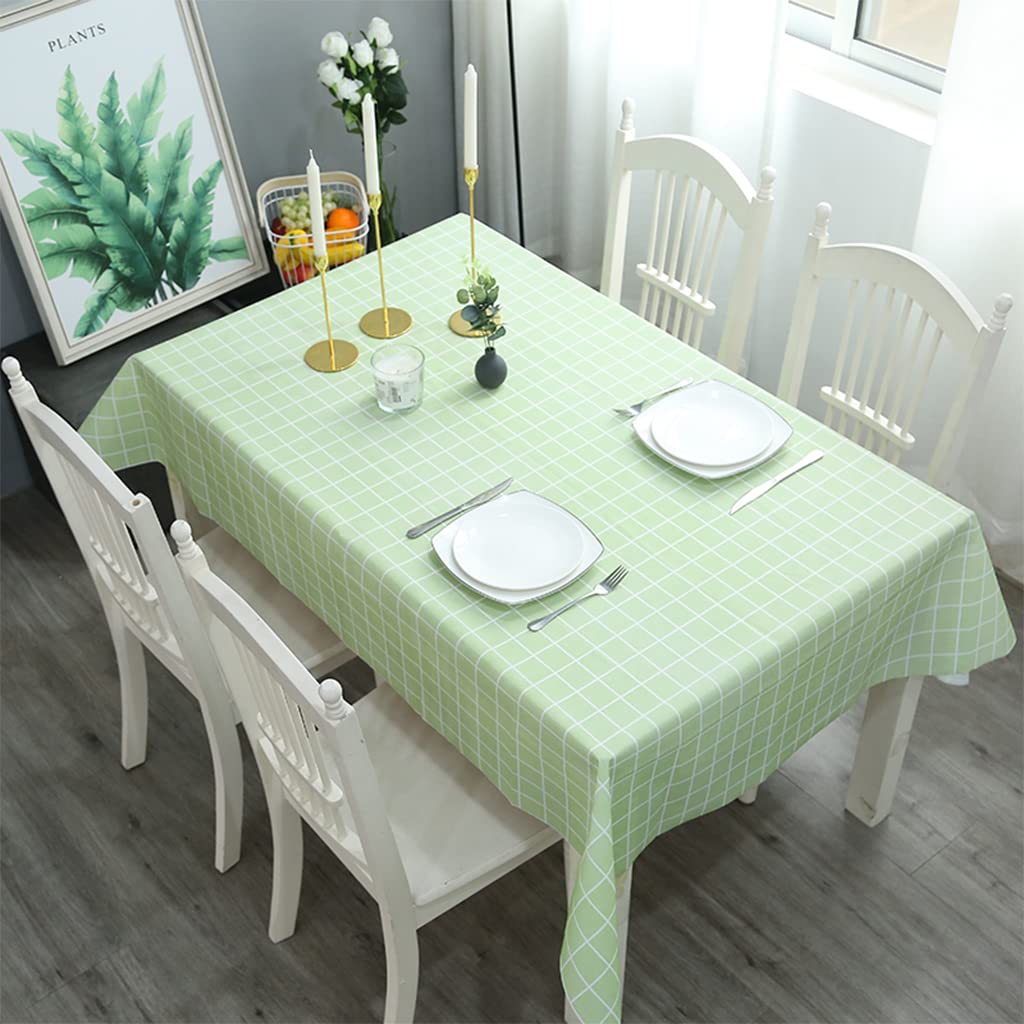 137*180cm Green Checkered PVC TableCloth Plaid Wipeable Tablecloth Rectangular ,Plastic Wipe Clean Tablecloth Stain Resistant,Waterproof,Oil-proof Gingham Table Cover for Outdoor Picnic,Party,Dinner — image 1