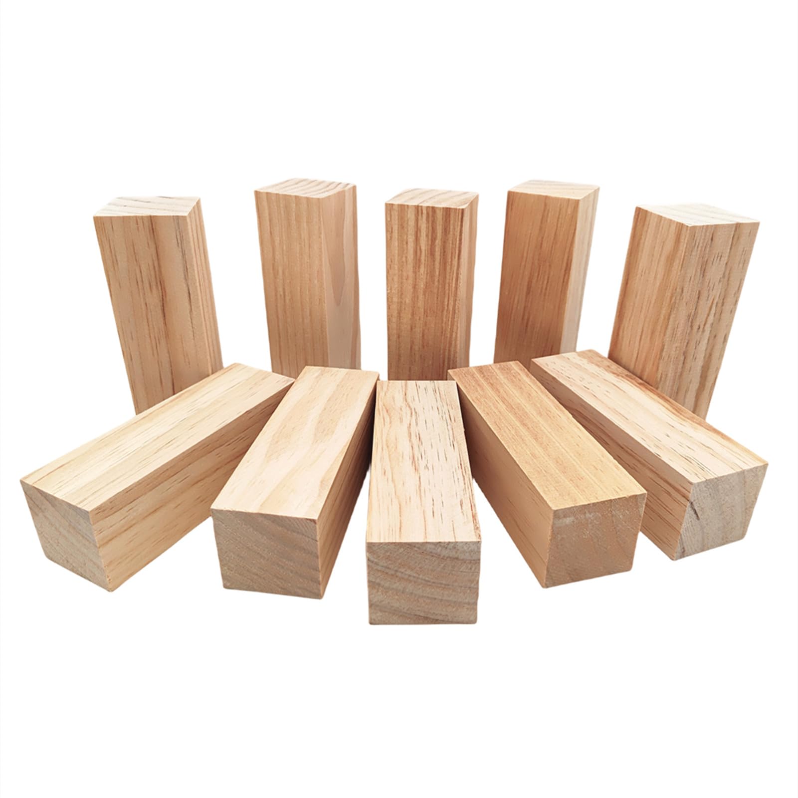 10PCS Unfinished Wooden Blocks for Carving,15x5x5cm Rectangular Wood Craft Cubes, Whittling Wood Blank Blocks for DIY Carving