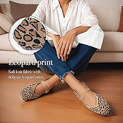 CELNEPHO Leopard Mary Jane Flats for Women Square