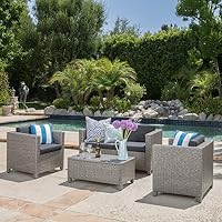 Sale Venice Outdoor Wicker Patio Furniture 4 Piece Grey Black Sofa Seating Set W Cushions Seat Black Wicker Sofa