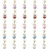 LEGENTLISUR 25Pcs Flower Pearl Charms for Jewelry Making Cute Colorful Acrylic Pendants Charms with Lobster Clasps for Bracelets Necklace Earring Keychains DIY Supplies