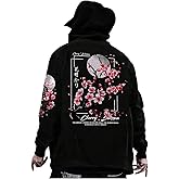 GORGLITTER Men's Graphic Hoodies Japanese Hoodie Top Oversized Long Sleeve Anime Pullovers Sweatshirts