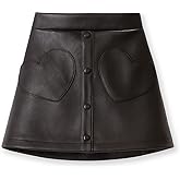 WELAKEN Faux Leather Skirt for Girls Toddler & Kids II Girl's A Line Skirt with Two Front Pockets