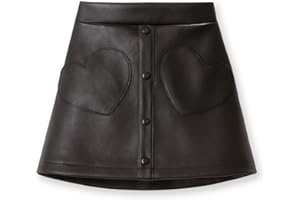 WELAKEN Faux Leather Skirt for Girls Toddler & Kids II Girl's A Line Skirt with Two Front Pockets