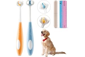 Gluckelk 2 Pcs 3-Sided Dog Toothbrush, Puppy Toothbrushes, Ultra Soft Nano Bristles, Suitable for Teeth with Sensitive Gums, Pet Dental Care Oral Hygiene, for Small and Medium Dogs