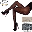 Women Sexy Fishnet Stockings Gorgeous Sparkle Rhinestone Pantyhose Slim Tights Club Party Stockings, Pack of 2
