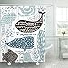 Emvency Shower Curtain Black Abstract with Sea Animal Fur Seal Whale Octopus Fish Childish in Pastel Colors Blue Baby Brush Waterproof Polyester Fabric 72 x 72 inches Set with Hooks
