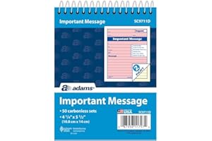 Adams While You Were Out Pad , 4 x 5.5 Inch, Spiral Bound, 2-Part, Carbonless, Pink and Canary (SC9711D)