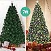 Goplus 7FT Artificial Christmas Tree Pre-Lit Optical Fiber Tree 8 Flash Modes W/UL Certified Warm White Electrodeless LED Lights & Metal Stand