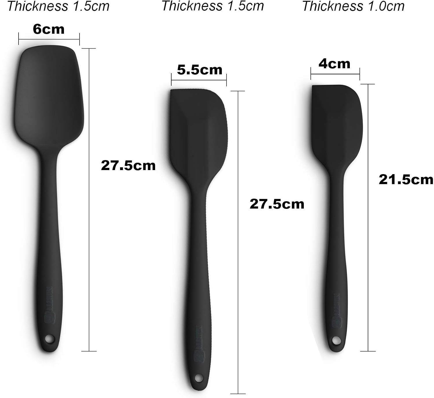 Silicone Spatula 3-piece Set, Ergonomic Handle High Heat-Resistant Spatulas, Non-stick Rubber Spatulas with Stainless Steel Core, Black: Kitchen & Dining