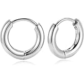 BLISI G23 Titanium Hoop Earrings, Hinged Huggie Hoop Earrings for Lobe Cartilage 8mm/10mm/12mm Hypoallergenic Lightweight Huggie Hoops Earring with 14K Gold Plated Earrings for Women Men