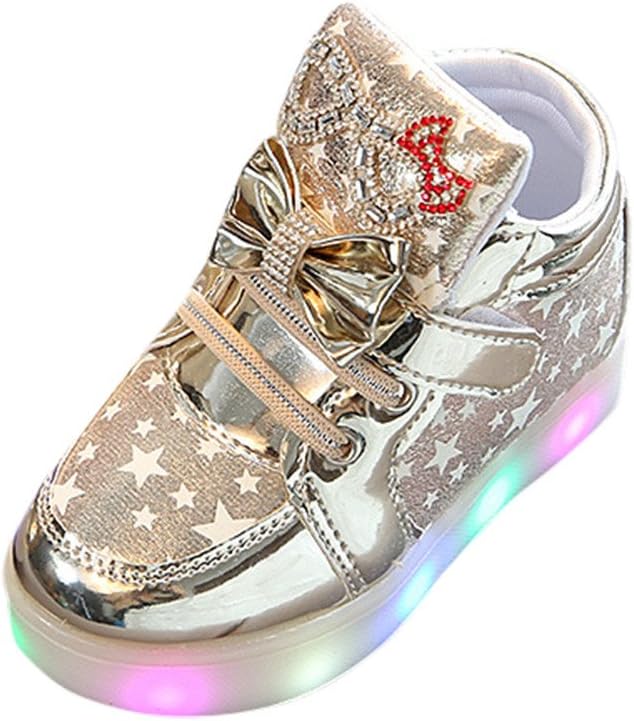 Nevera Baby Shoes Infant Toddler Girls Bow Crystal LED Light up Luminous Sneakers Shoes