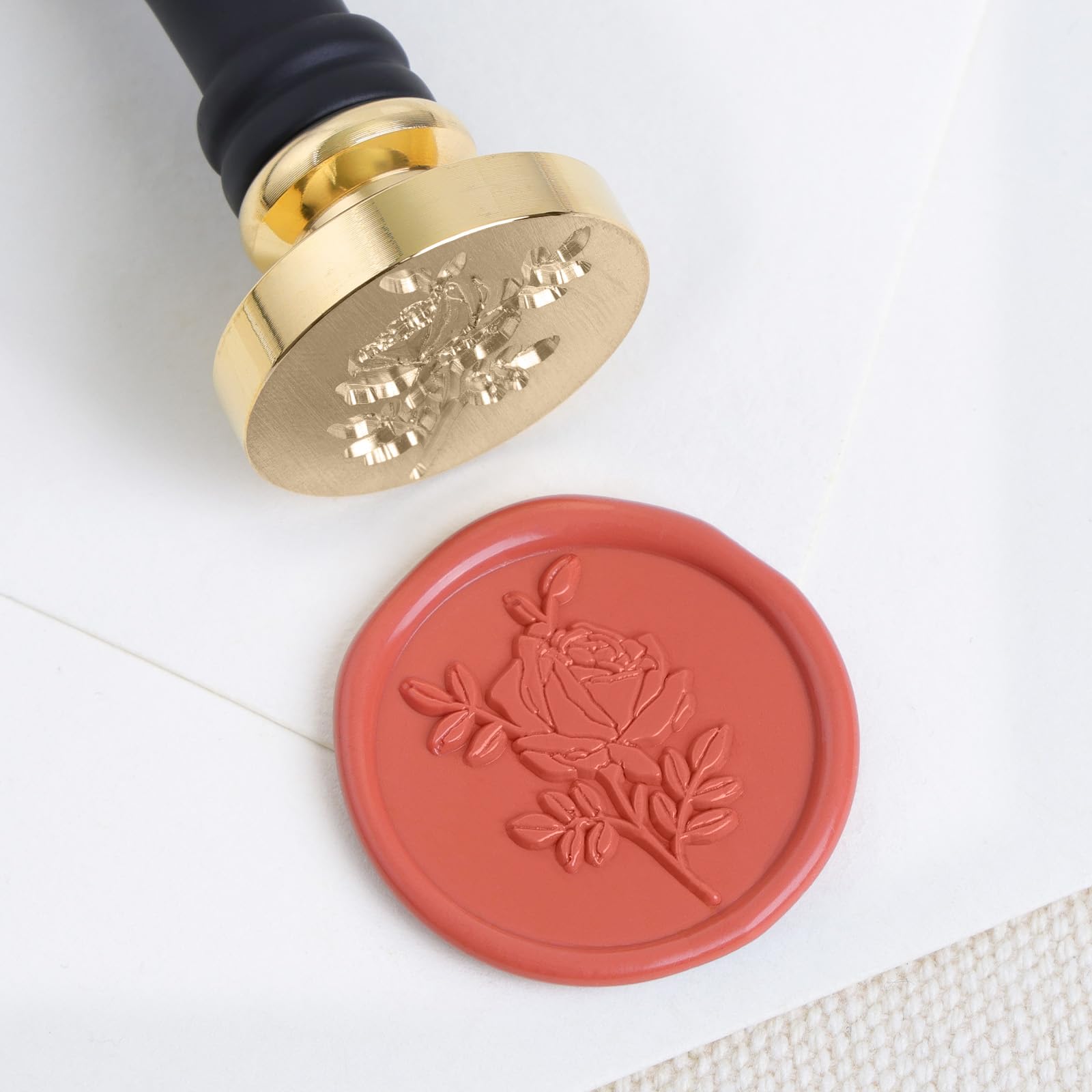 UNIQOOO Wild Rose Wax Seal Stamp | French Rose Botanical Flower Stamp Perfect for Wedding Invitation, Cards, Tags, Envelope, Snail Mail, Xmas Gift Wrap, Letter Sealing, Wine Package, DIY Project
