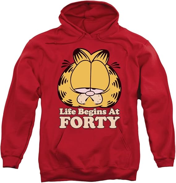 Garfield - Mens Life Begins at Forty Pullover Hoodie: Amazon.co.uk: Clothing