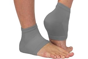 NatraCure Vented Moisturizing Gel Heel Sleeves & Heel Socks for Cracked Heels with Aloe & Shea - Foot Softening Socks for Dry Cracked Feet & Rough Heel Pain Relief Foot Therapy - Gray, L