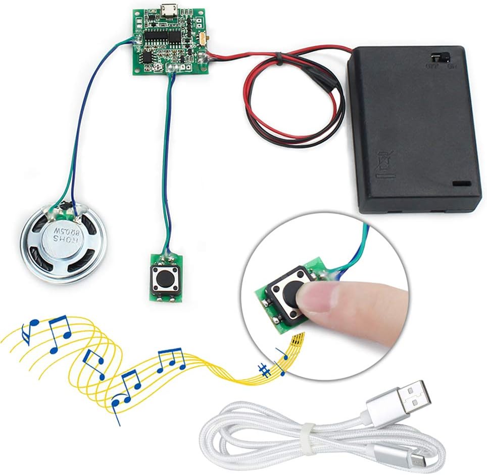 WayinTop Recordable Sound Module Button Control 8MB MP3 WAV Music Voice