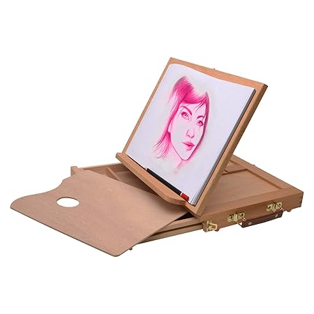 Artina Zeichenbrett Calais 33x26x24cm Tischstaffelei Buchstütze Holz-Staffelei mit Aufbewahrungsfach u Malmischpalette