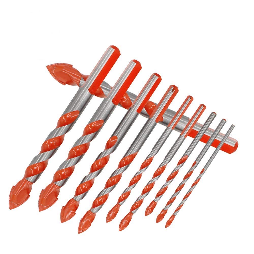 Opaltool Multi Functional Drill Bit Set Ultimate Punching Drill Bits Set for Tile, Concrete, Brick, Glass, Plastic Orange (10pcs)