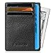 Famavala Minimalist Genuine Leather Front Pocket Wallet-Slim RFID Blocking Wallet Money Clip (Black)