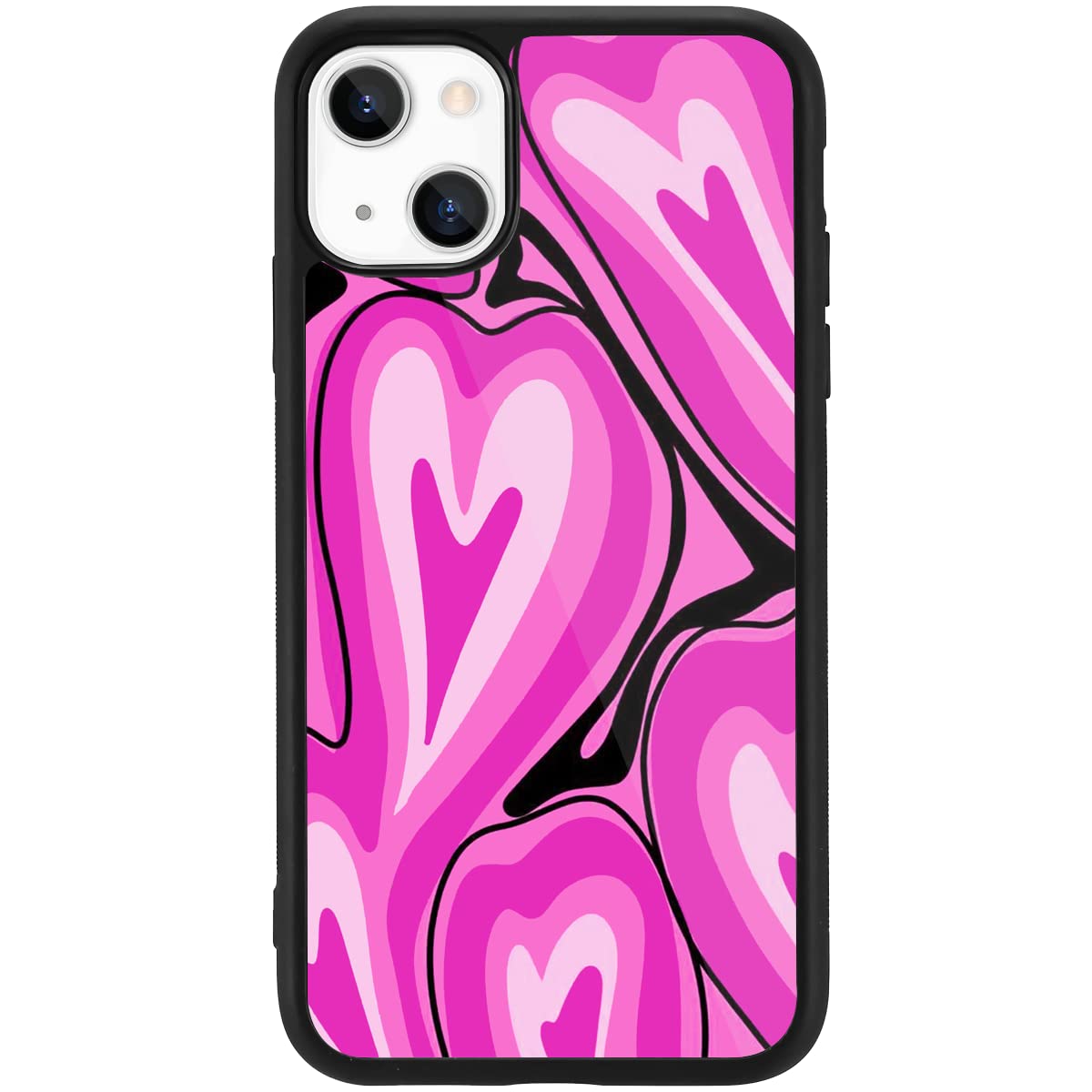 MAYCARI Slim Protective Phone Case for iPhone 13 Pro, Aesthetic Love Heart-B Print Design, Soft TPU Hard Back Shockproof Anti-Scratch Protective Cover Case for iPhone 13 Pro